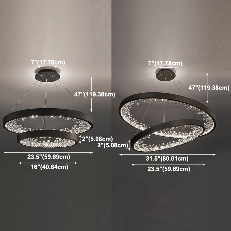 Aluminum Circle Chandelier Lamp Simple Bedroom Chandelier Light