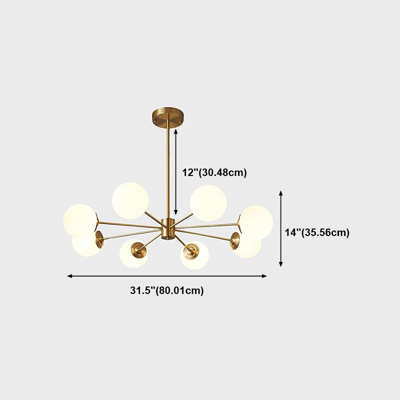 Spherical Shape Hanging Chandelier Modern Style Glass Multi Light Hanging Lamp for Bedroom