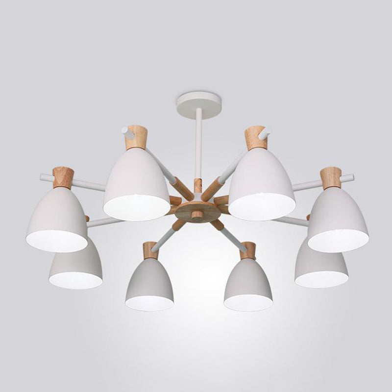 Cone Shape Hanging Chandelier Modern Macaron Style Metal Multi Light Hanging Lamp