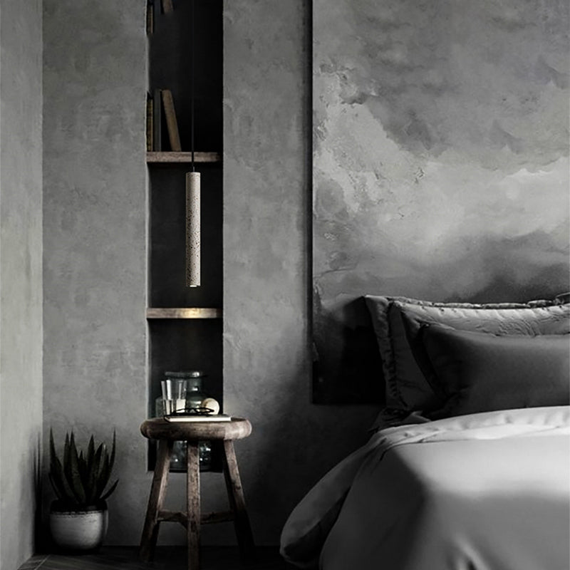 Modern Style Hanging Light Fixture 1-Light Pendant Lamp with Stone Shade for Living Room