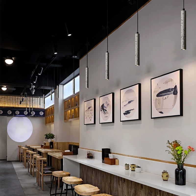 Modern Style Hanging Light Fixture 1-Light Pendant Lamp with Stone Shade for Living Room