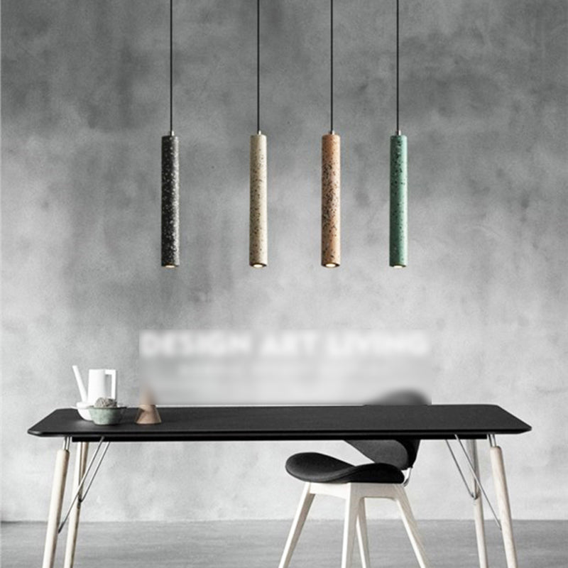 Modern Style Hanging Light Fixture 1-Light Pendant Lamp with Stone Shade for Living Room