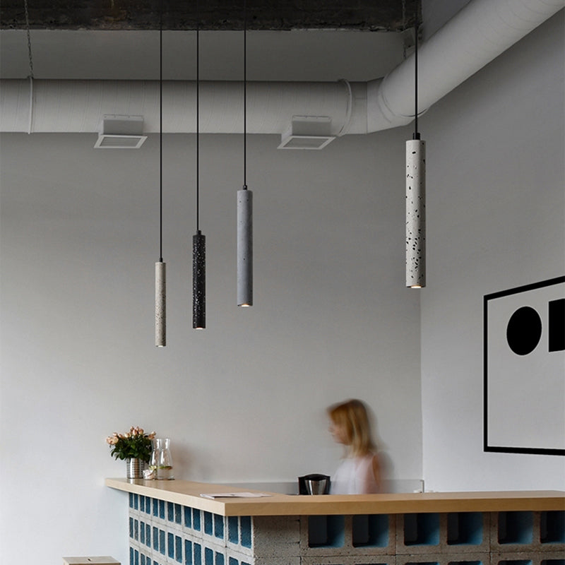 Modern Style Hanging Light Fixture 1-Light Pendant Lamp with Stone Shade for Living Room