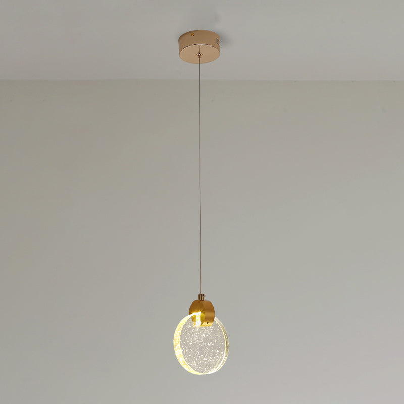 1-Light Hanging Light Fixture Modern LED Pendant Lamp with Crystal Shade for Bedroom