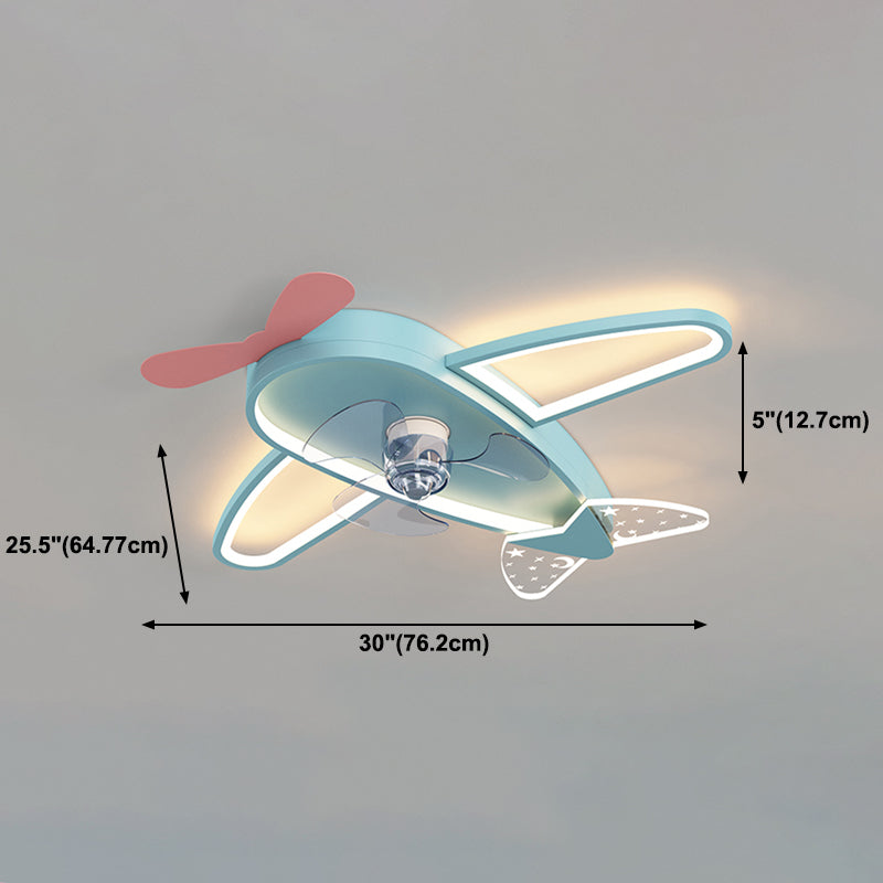 Modern Airplane Ceiling Fan Light Metal 3 Light LED Ceiling Fan for Kid's Room
