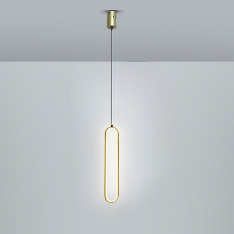 Minimalist Pendant Light Metal Linear LED Pendant Lamp in Black and Gold