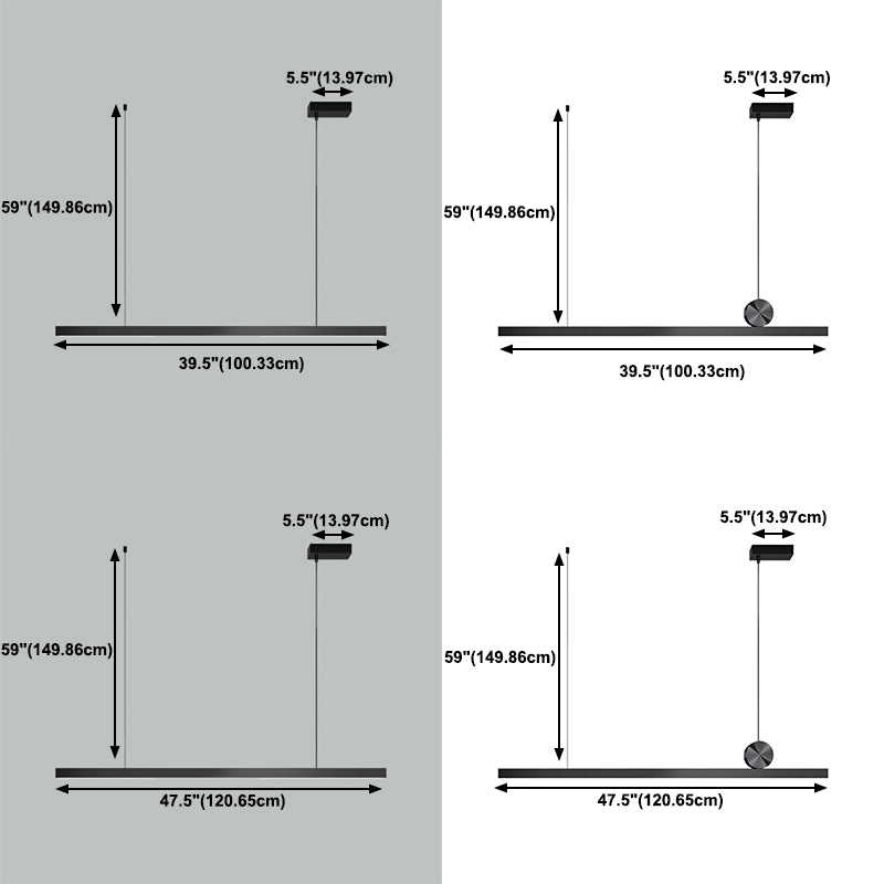Aluminum Island Lamp Modern 1-Head Linear Restaurant Pendant Light with Acrylic Shade