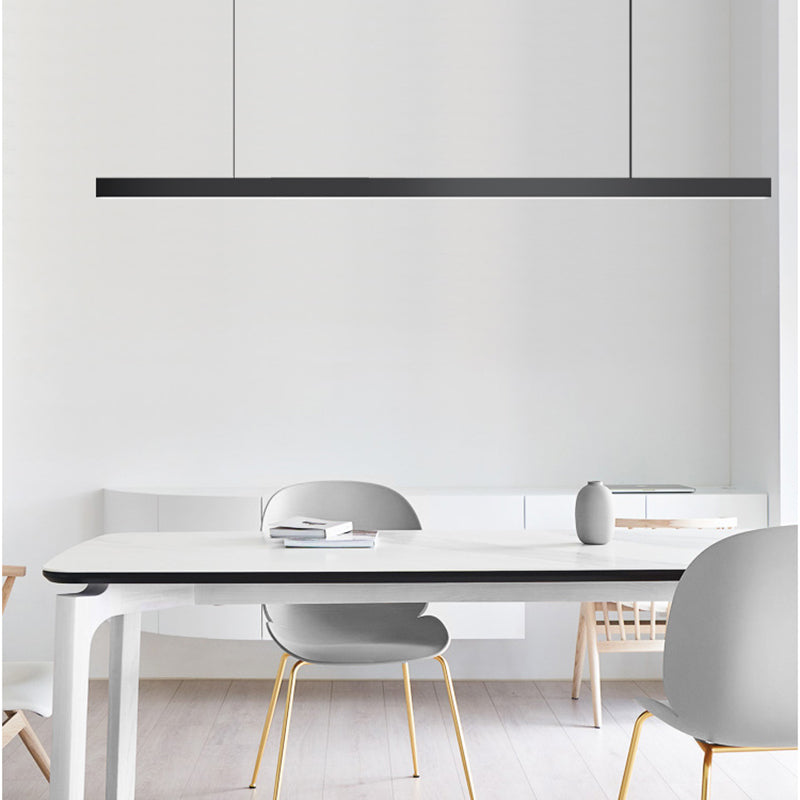 Aluminum Island Lamp Modern 1-Head Linear Restaurant Pendant Light with Acrylic Shade