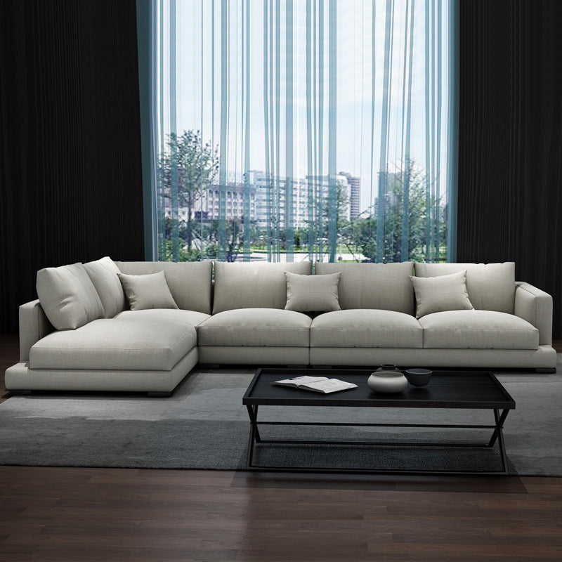 Square Arm Sectional for Living Room with Pillowed Back Cushions