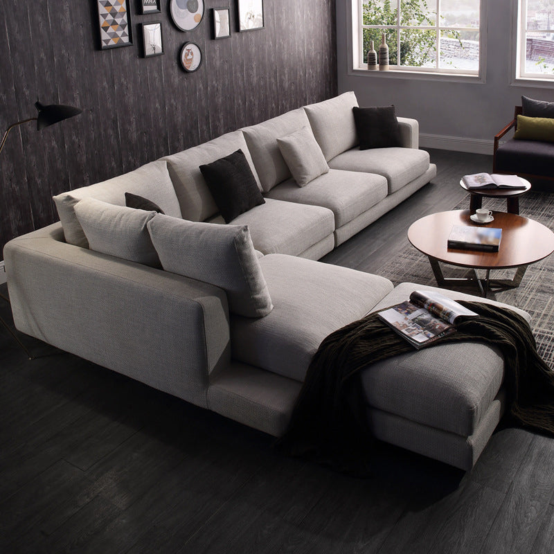 Square Arm Sectional for Living Room with Pillowed Back Cushions