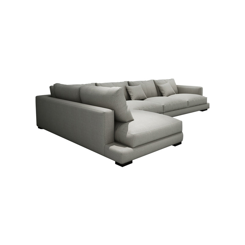 Square Arm Sectional for Living Room with Pillowed Back Cushions