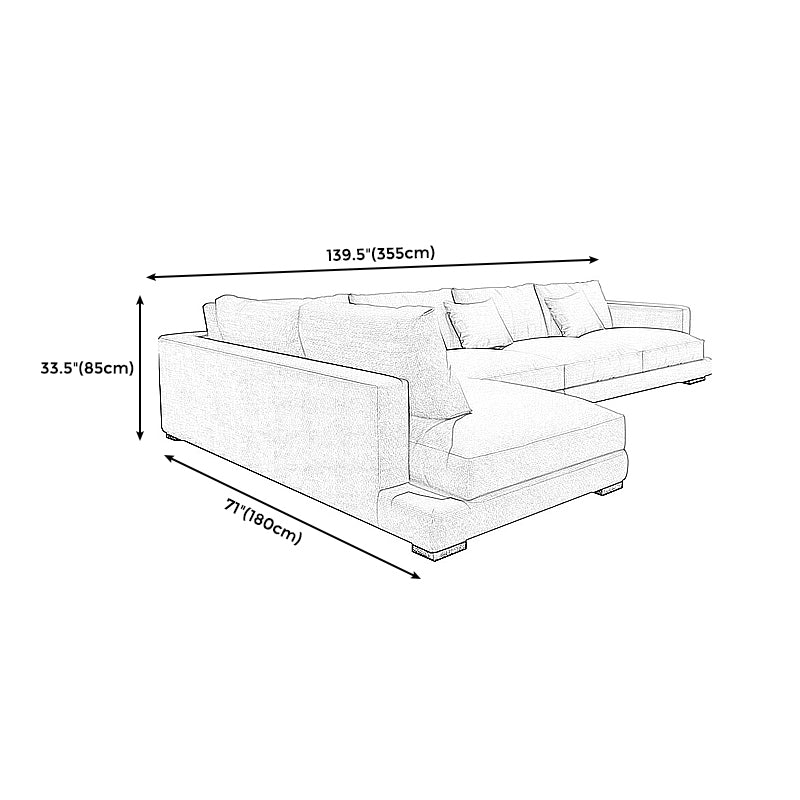Square Arm Sectional for Living Room with Pillowed Back Cushions
