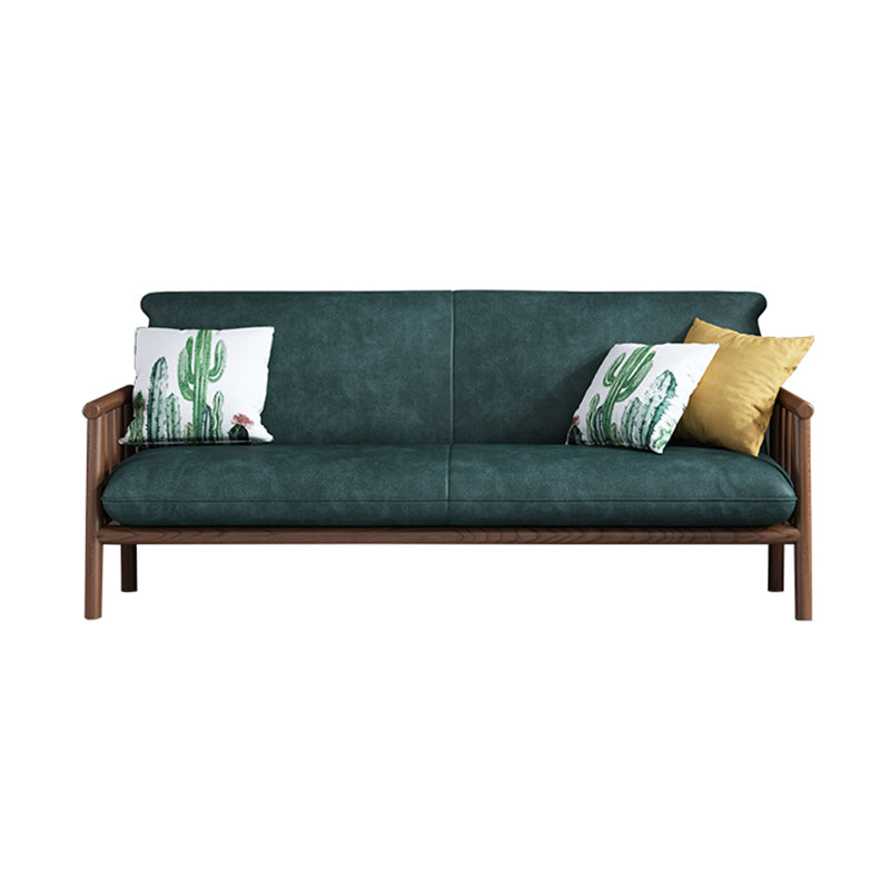 2-seats Faux Leather Rolled Arm Sofa 28.7"W with 2 Pillows Stain Resistant Sofa