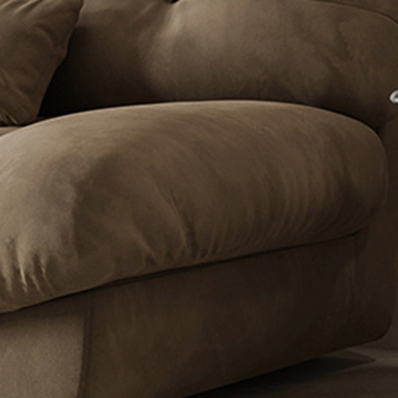 Brown Modern Armless Chesterfield Sofa with Bolster Pillows for Living Room, Apartment