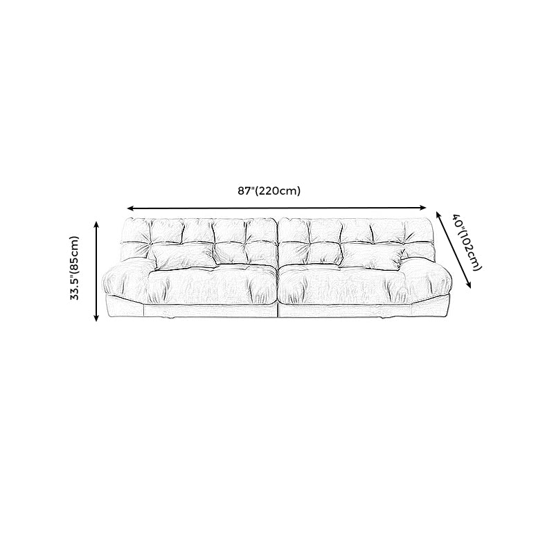 Brown Modern Armless Chesterfield Sofa with Bolster Pillows for Living Room, Apartment