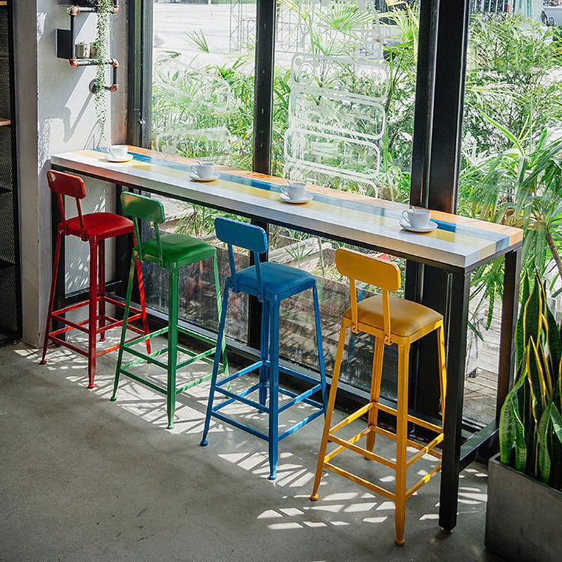 Rectangle Modern Bar Height Table Trestle Wood Counter Table for Coffee Shop