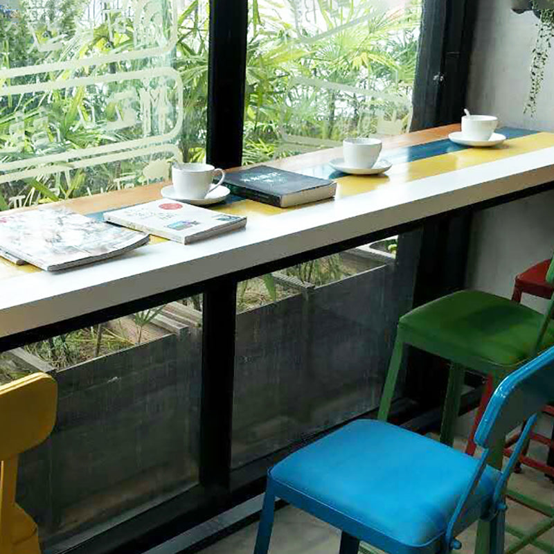 Rectangle Modern Bar Height Table Trestle Wood Counter Table for Coffee Shop