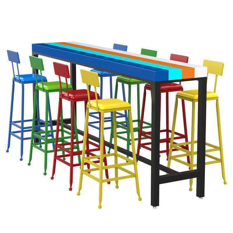 Rectangle Modern Bar Height Table Trestle Wood Counter Table for Coffee Shop