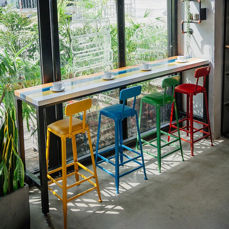 Rectangle Modern Bar Height Table Trestle Wood Counter Table for Coffee Shop