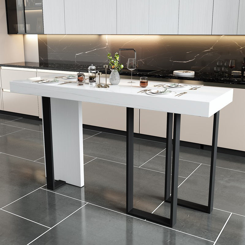 Rectangle Bar Table Contemporary Bar Dining Table with 4 Gold Legs