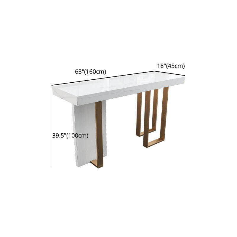 Rectangle Bar Table Contemporary Bar Dining Table with 4 Gold Legs