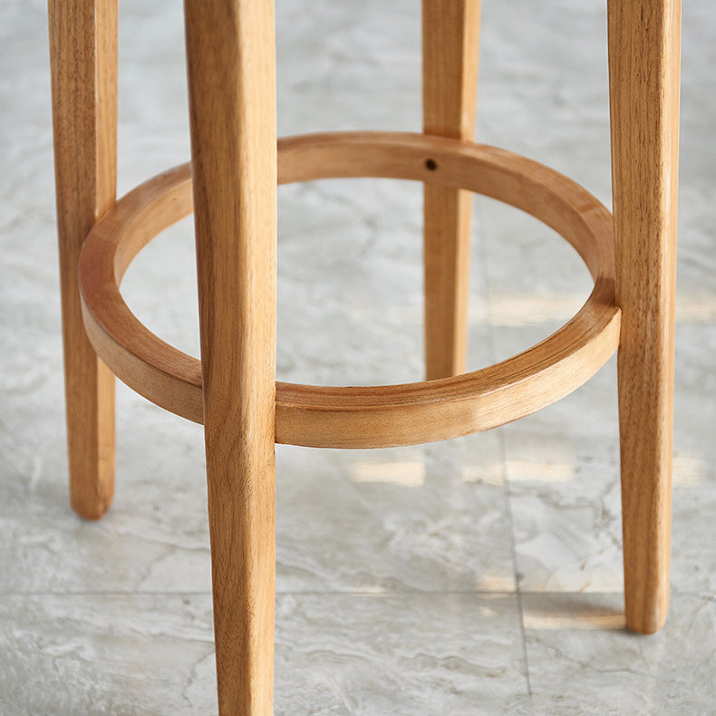 Contemporary Style Bar-stool Round Counter Bar Stool with Wooden Legs for Kitchen