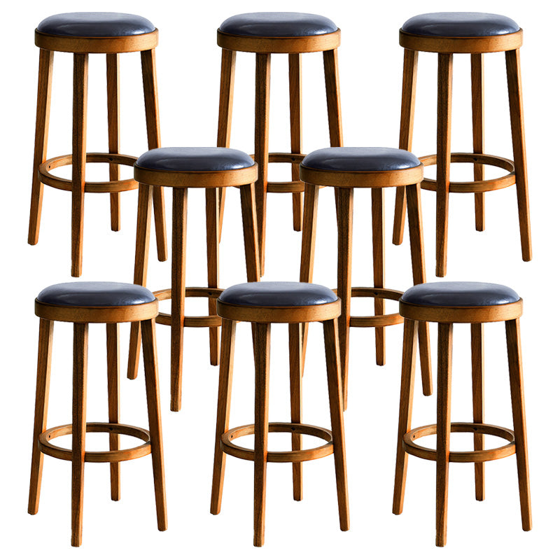 Contemporary Style Bar-stool Round Counter Bar Stool with Wooden Legs for Kitchen