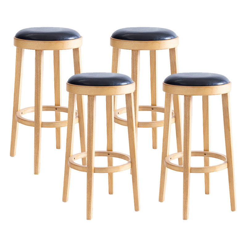 Contemporary Style Bar-stool Round Counter Bar Stool with Wooden Legs for Kitchen