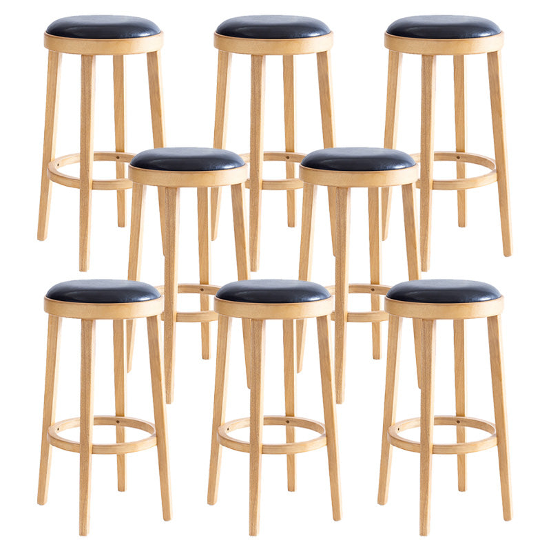 Contemporary Style Bar-stool Round Counter Bar Stool with Wooden Legs for Kitchen
