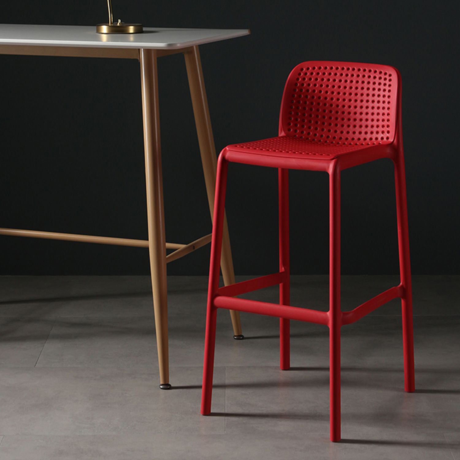 Nordic Style Bar-stool Plastic Counter Bar Stool with Plastic Legs for Kitchen