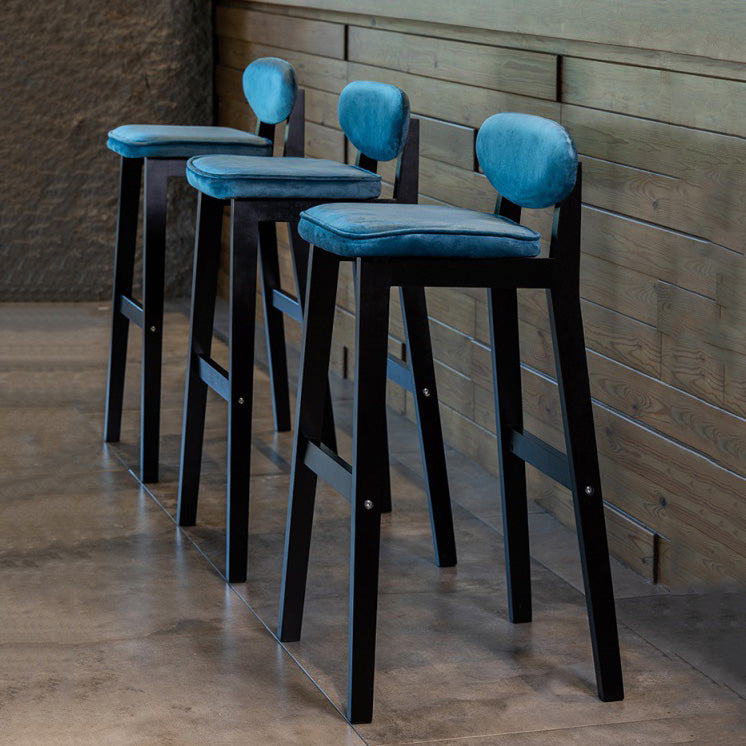 Contemporary Bar-stool Square Counter Bar Stool with Wooden Legs for Kitchen
