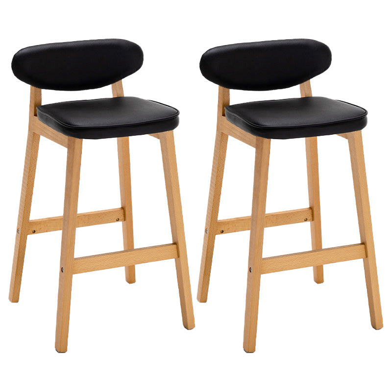 Contemporary Bar-stool Square Counter Bar Stool with Wooden Legs for Kitchen