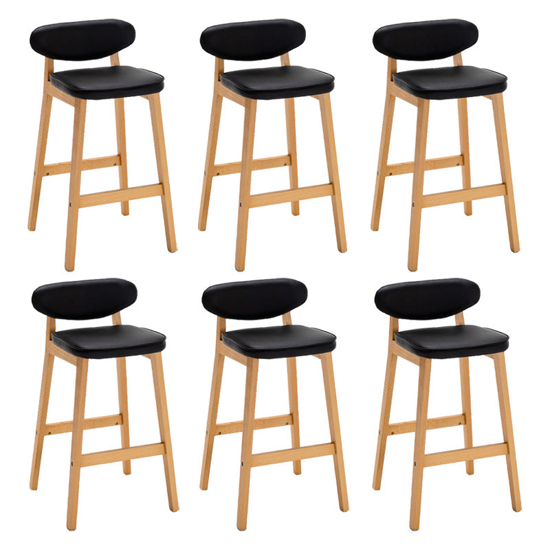Contemporary Bar-stool Square Counter Bar Stool with Wooden Legs for Kitchen
