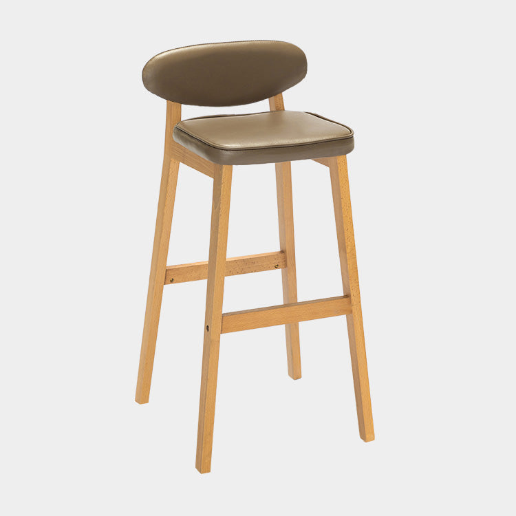 Contemporary Bar-stool Square Counter Bar Stool with Wooden Legs for Kitchen