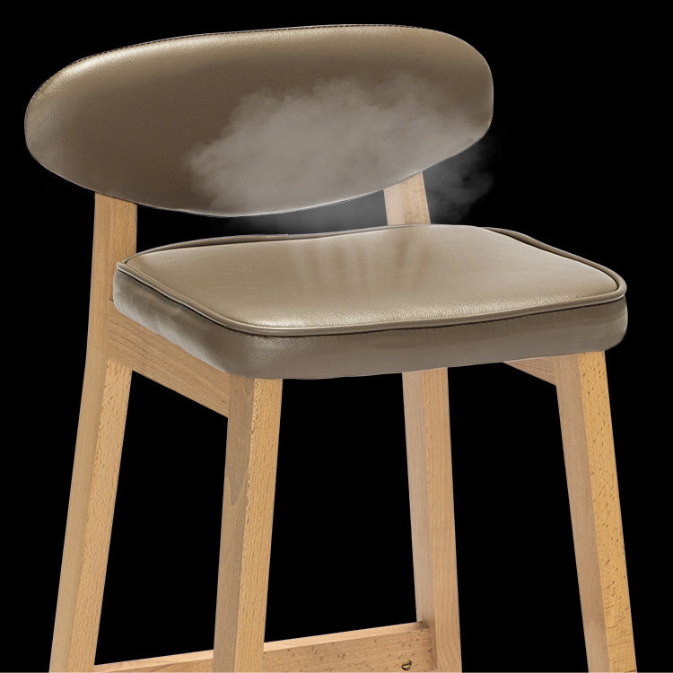 Contemporary Bar-stool Square Counter Bar Stool with Wooden Legs for Kitchen