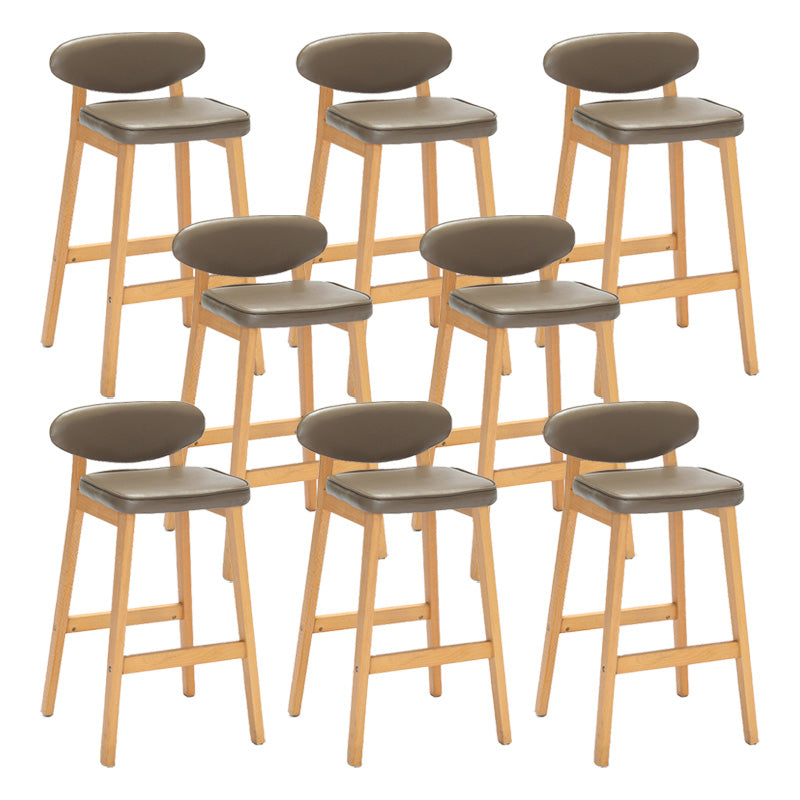 Contemporary Bar-stool Square Counter Bar Stool with Wooden Legs for Kitchen