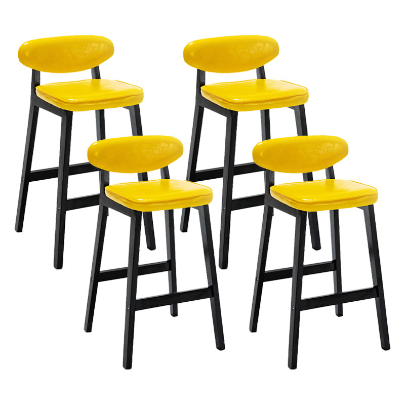 Contemporary Bar-stool Square Counter Bar Stool with Wooden Legs for Kitchen
