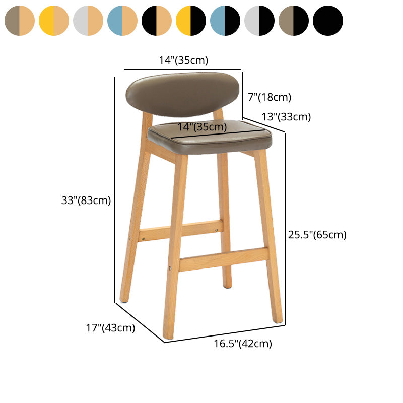 Contemporary Bar-stool Square Counter Bar Stool with Wooden Legs for Kitchen
