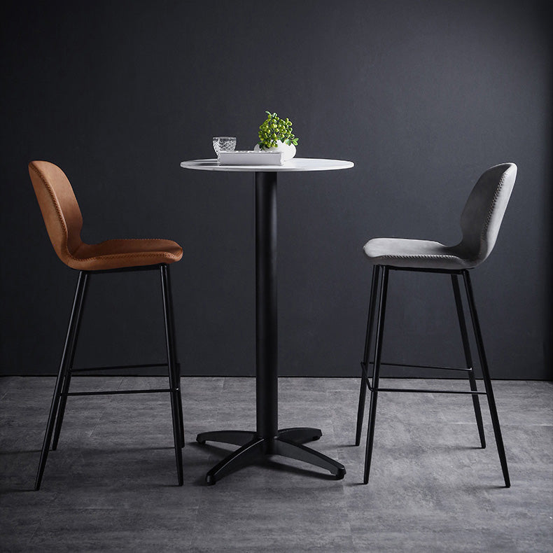 Scandinavian Matte Finish Leather Barstool Footrest Living Room Stool