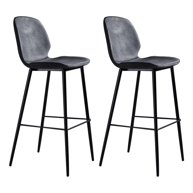 Scandinavian Matte Finish Leather Barstool Footrest Living Room Stool