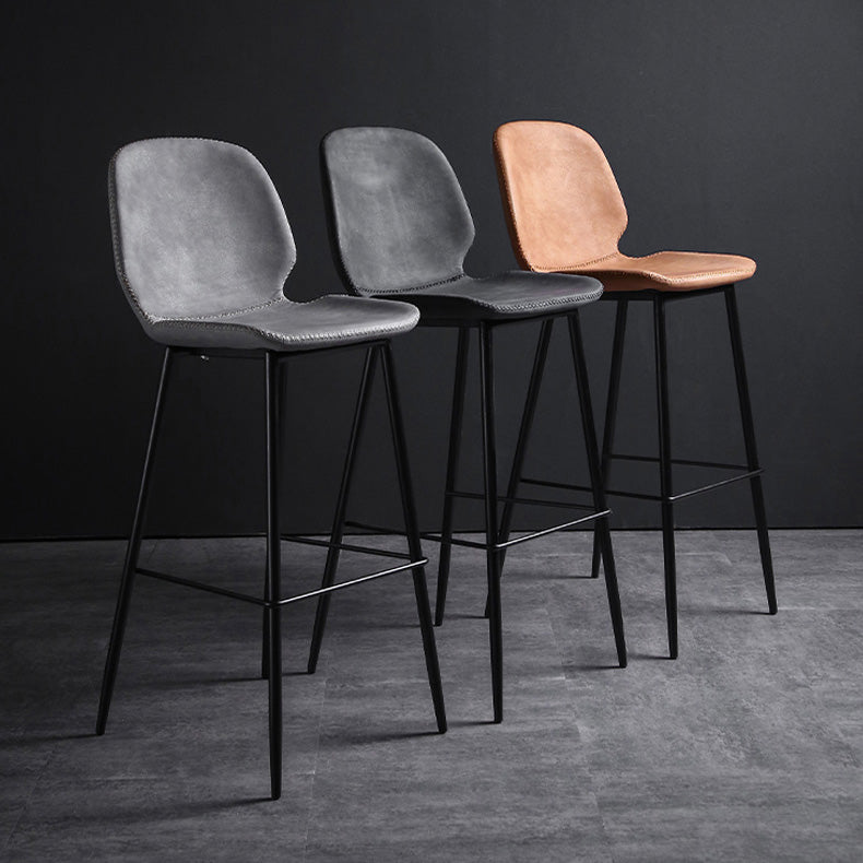 Scandinavian Matte Finish Leather Barstool Footrest Living Room Stool