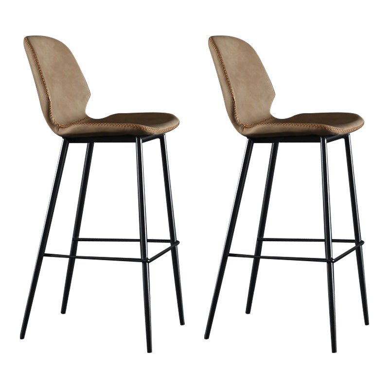 Scandinavian Matte Finish Leather Barstool Footrest Living Room Stool