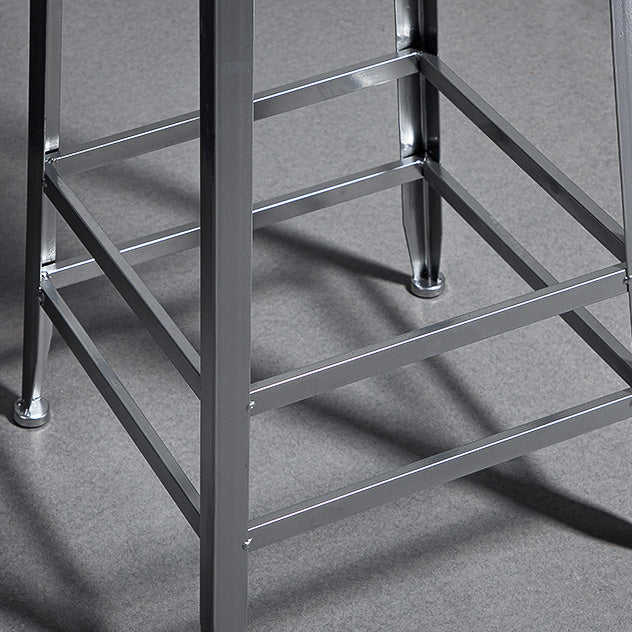 Industrial Coffee Shop Footrest Stools Silver Iron Bar Stool