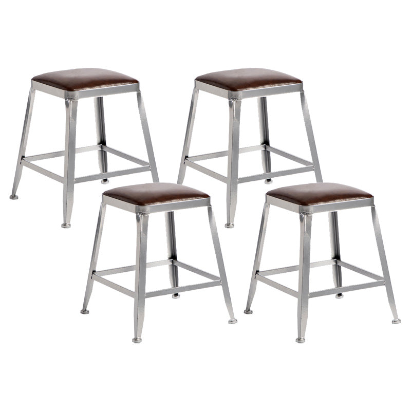 Industrial Coffee Shop Footrest Stools Silver Iron Bar Stool