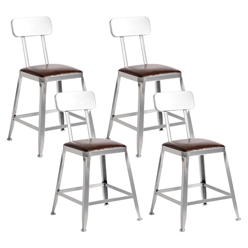 Industrial Coffee Shop Footrest Stools Silver Iron Bar Stool
