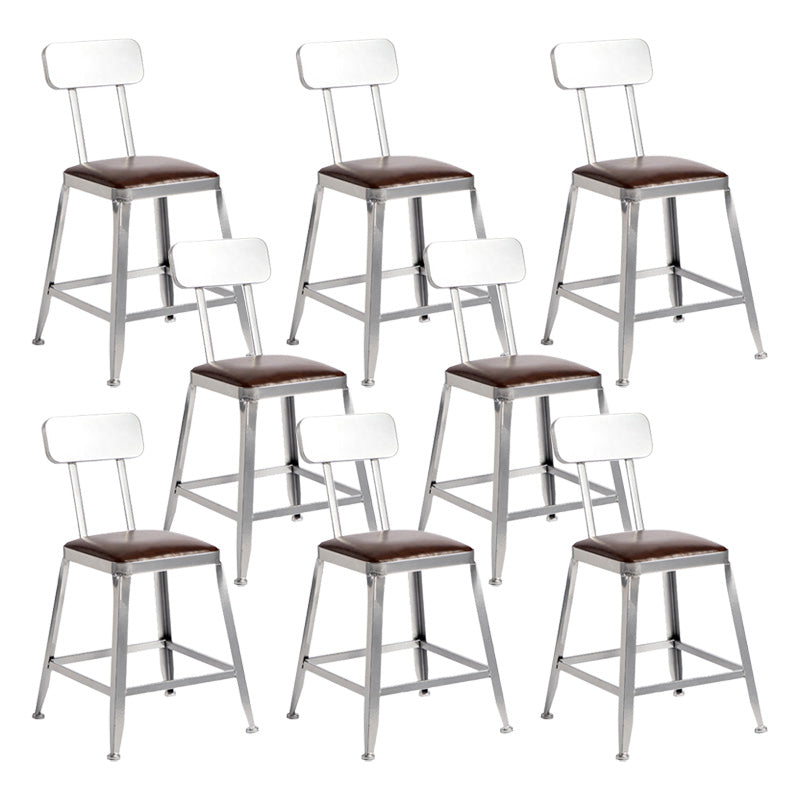 Industrial Coffee Shop Footrest Stools Silver Iron Bar Stool