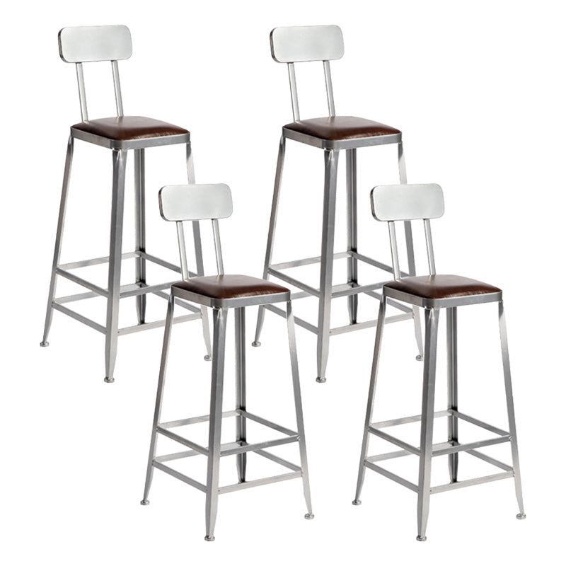 Industrial Coffee Shop Footrest Stools Silver Iron Bar Stool