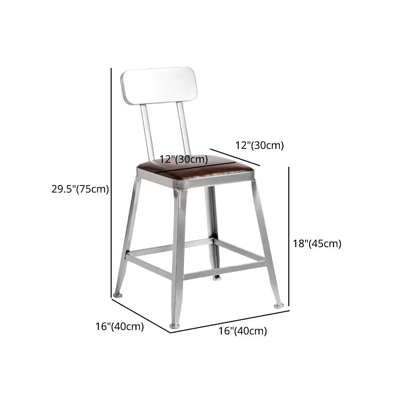 Industrial Coffee Shop Footrest Stools Silver Iron Bar Stool