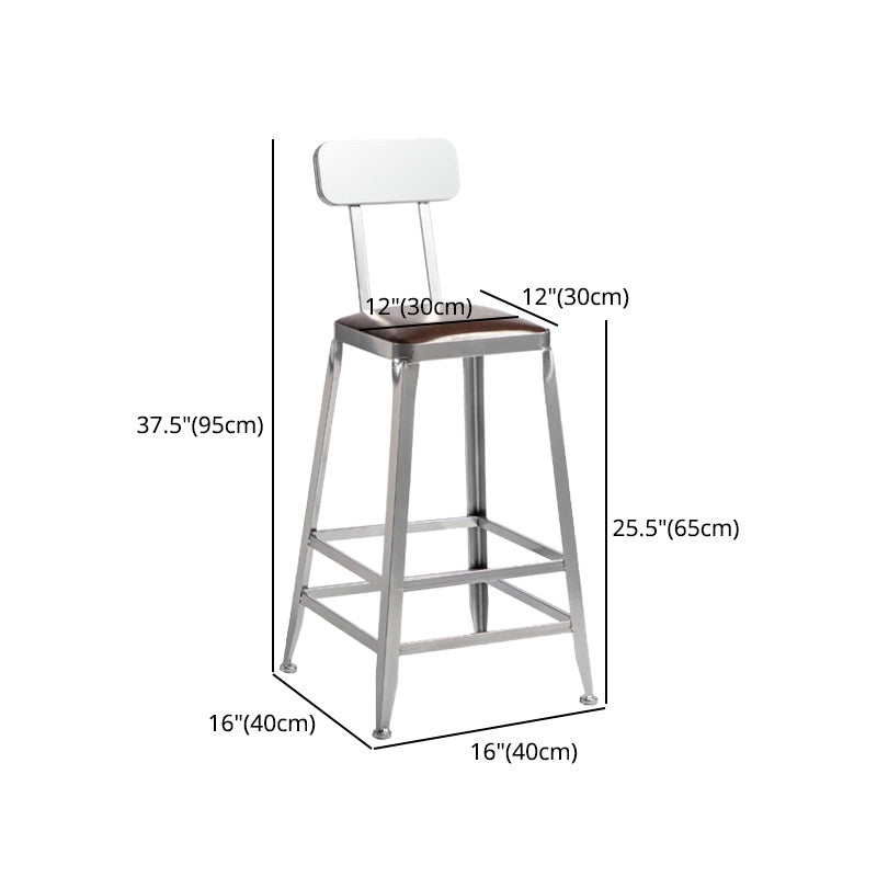 Industrial Coffee Shop Footrest Stools Silver Iron Bar Stool