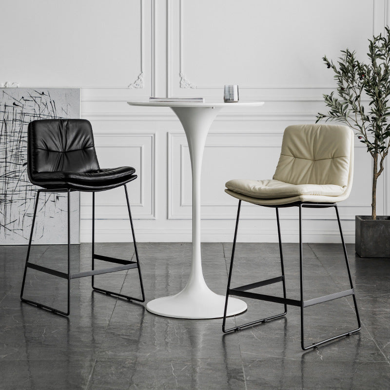 Scandinavian Low Back Home Stool Matte Finish Upholstered Bar Stools